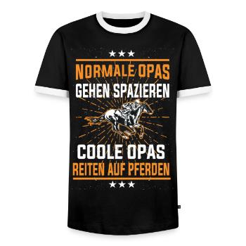 Equestrian Grandpa - Men's Ringer Shirt - black/white - Front - AI Model Female 172 light (172cm) & AI Model Male 178 light (178cm)