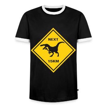 Achtung Herrasaurus kreuzt die Straße Design - Männer Kontrast-T-Shirt - Schwarz/Weiß - Vorne - AI Model Female 172 light (172cm) & AI Model Male 178 light (178cm)