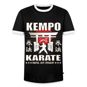 cool Kempo Karate, martial arts design with kanji - Men's Ringer Shirt - black/white - Front - AI Model Female 172 light (172cm) & AI Model Male 178 light (178cm)