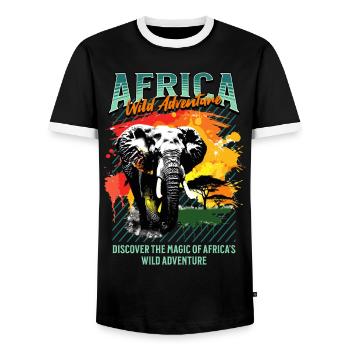 Afrika Elefant Natur Abenteuer Wildnis Safari - Männer Kontrast-T-Shirt - Schwarz/Weiß - Vorne - AI Model Female 172 light (172cm) & AI Model Male 178 light (178cm)