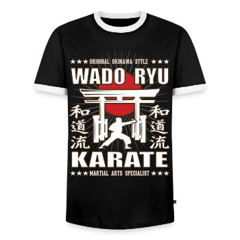 Conception d’arts martiaux Wado Ryu cool avec Kanji - T-shirt contrasté Homme - noir/blanc - Devant - AI Model Female 172 light (172cm) & AI Model Male 178 light (178cm)