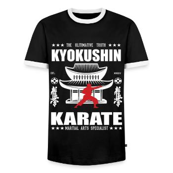 coole Kyokushin Kampfsport Design mit Kanji - Männer Kontrast-T-Shirt - Schwarz/Weiß - Vorne - AI Model Female 172 light (172cm) & AI Model Male 178 light (178cm)