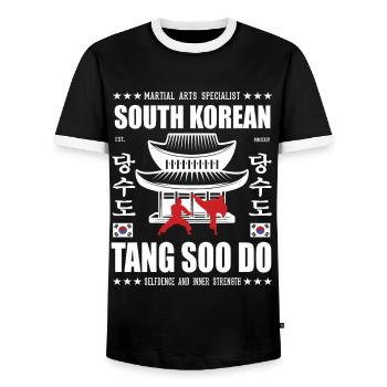 Cool Tang so Do Arts Martiaux Design avec Kanji - T-shirt contrasté Homme - noir/blanc - Devant - AI Model Female 172 light (172cm) & AI Model Male 178 light (178cm)