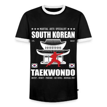 conception d’arts martiaux de taekwondo cool avec kanji - T-shirt contrasté Homme - noir/blanc - Devant - AI Model Female 172 light (172cm) & AI Model Male 178 light (178cm)