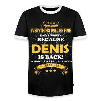 Alles wird gut denn Denis Ist da Outfit - Männer Kontrast-T-Shirt - Schwarz/Weiß - Vorne - AI Model Female 172 light (172cm) & AI Model Male 178 light (178cm)