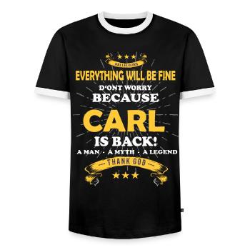 Everything's going to be alright, because Carl Is there Outfit - Men's Ringer Shirt - black/white - Front - AI Model Female 172 light (172cm) & AI Model Male 178 light (178cm)