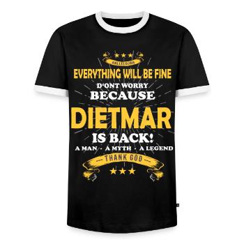Alles wird gut denn Dietmar Ist da Outfit - Männer Kontrast-T-Shirt - Schwarz/Weiß - Vorne - AI Model Female 172 light (172cm) & AI Model Male 178 light (178cm)