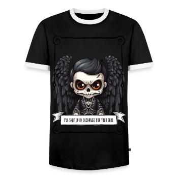 Angel - Skull - Männer Kontrast-T-Shirt - Schwarz/Weiß - Vorne - AI Model Female 172 light (172cm) & AI Model Male 178 light (178cm)