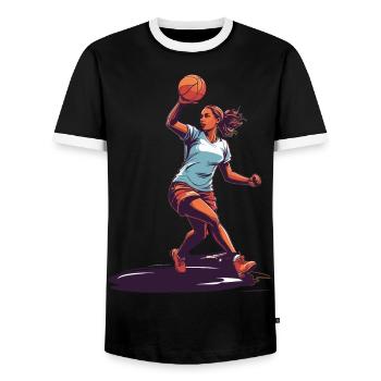 Joueur de handball streetwear Un style iconique - T-shirt contrasté Homme - noir/blanc - Devant - AI Model Female 172 light (172cm) & AI Model Male 178 light (178cm)