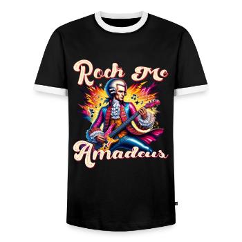 Rock Me Amadeus : Rock-star classique - T-shirt contrasté Homme - noir/blanc - Devant - AI Model Female 172 light (172cm) & AI Model Male 178 light (178cm)