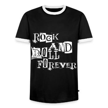 Rock and Roll Forever - Rock éternel - T-shirt contrasté Homme - noir/blanc - Devant - AI Model Female 172 light (172cm) & AI Model Male 178 light (178cm)