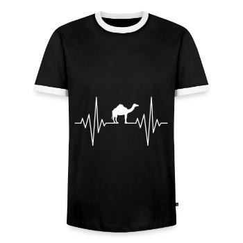 mein Herz schläft für Dromedar Design - Männer Kontrast-T-Shirt - Schwarz/Weiß - Vorne - AI Model Female 172 light (172cm) & AI Model Male 178 light (178cm)