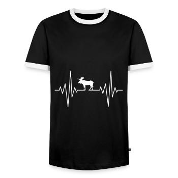 mein Herz schläft für Elch Design - Männer Kontrast-T-Shirt - Schwarz/Weiß - Vorne - AI Model Female 172 light (172cm) & AI Model Male 178 light (178cm)