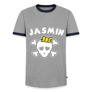 Pirate Jasmine Design for Girls and Women - Men's Ringer Shirt - grey/navy  - Front - AI Model Female 172 light (172cm) & AI Model Male 178 light (178cm)