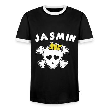 Piratin Jasmin Design für Mädchen und Frauen - Männer Kontrast-T-Shirt - Schwarz/Weiß - Vorne - AI Model Female 172 light (172cm) & AI Model Male 178 light (178cm)