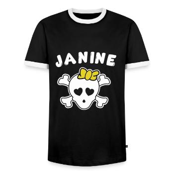 Pirate Janine Design for Girls and Women - Men's Ringer Shirt - black/white - Front - AI Model Female 172 light (172cm) & AI Model Male 178 light (178cm)