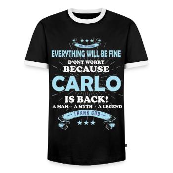 Tout va bien se passer, parce que Carlo est là Outfit - T-shirt contrasté Homme - noir/blanc - Devant - AI Model Female 172 light (172cm) & AI Model Male 178 light (178cm)