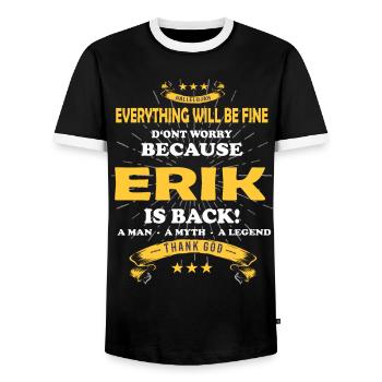 Alles wird gut denn Erik Ist da Outfit - Männer Kontrast-T-Shirt - Schwarz/Weiß - Vorne - AI Model Female 172 light (172cm) & AI Model Male 178 light (178cm)