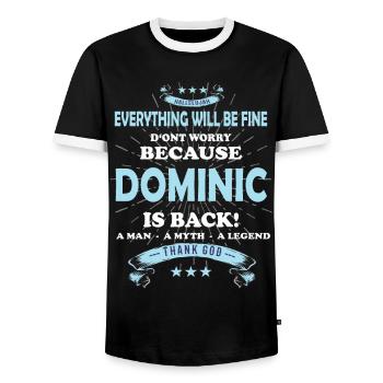Tout va bien se passer, parce que Dominic est là Outfit - T-shirt contrasté Homme - noir/blanc - Devant - AI Model Female 172 light (172cm) & AI Model Male 178 light (178cm)