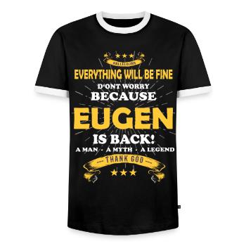 Alles wird gut denn Eugen Ist da Outfit - Männer Kontrast-T-Shirt - Schwarz/Weiß - Vorne - AI Model Female 172 light (172cm) & AI Model Male 178 light (178cm)