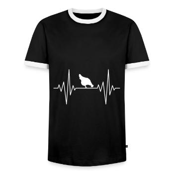 My Heart Sleeps for Chicken Design - Men's Ringer Shirt - black/white - Front - AI Model Female 172 light (172cm) & AI Model Male 178 light (178cm)