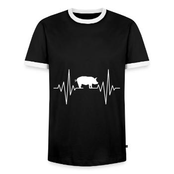 Mon Cœur Dort Pour Cochon, Design - T-shirt contrasté Homme - noir/blanc - Devant - AI Model Female 172 light (172cm) & AI Model Male 178 light (178cm)