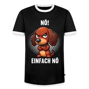 Nö Einfach Nö Dackel Dachshund Dackelbesitzer - Männer Kontrast-T-Shirt - Schwarz/Weiß - Vorne - AI Model Female 172 light (172cm) & AI Model Male 178 light (178cm)
