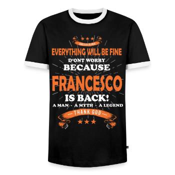 Everything will be fine Francesco Is back - Männer Kontrast-T-Shirt - Schwarz/Weiß - Vorne - AI Model Female 172 light (172cm) & AI Model Male 178 light (178cm)