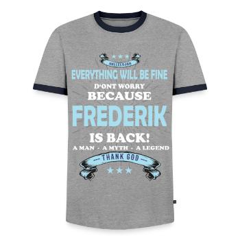 Everything will be fine Frederik Is back - Männer Kontrast-T-Shirt - Grau/Navy  - Vorne - AI Model Female 172 light (172cm) & AI Model Male 178 light (178cm)