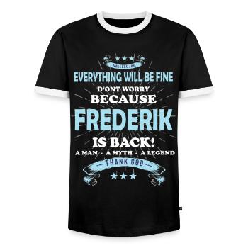 Everything will be fine Frederik Is back - Men's Ringer Shirt - black/white - Front - AI Model Female 172 light (172cm) & AI Model Male 178 light (178cm)