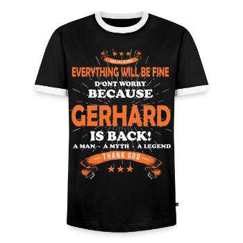 Tout ira bien Gerhard est de retour - T-shirt contrasté Homme - noir/blanc - Devant - AI Model Female 172 light (172cm) & AI Model Male 178 light (178cm)