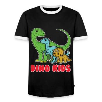 Dino Kids - Design de dinosaure mignon pour enfants - T-shirt contrasté Homme - noir/blanc - Devant - AI Model Female 172 light (172cm) & AI Model Male 178 light (178cm)