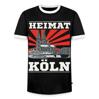Heimat Köln Design for the people of Cologne - Men's Ringer Shirt - black/white - Front - AI Model Female 172 light (172cm) & AI Model Male 178 light (178cm)