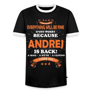 Everything will be fine Andrej Is back - Men's Ringer Shirt - black/white - Front - AI Model Female 172 light (172cm) & AI Model Male 178 light (178cm)