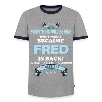 Everything will be fine Fred Is back - Men's Ringer Shirt - grey/navy  - Front - AI Model Female 172 light (172cm) & AI Model Male 178 light (178cm)