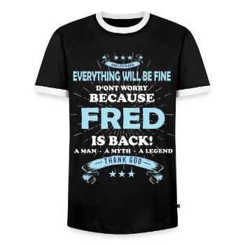 Everything will be fine Fred Is back - Men's Ringer Shirt - black/white - Front - AI Model Female 172 light (172cm) & AI Model Male 178 light (178cm)