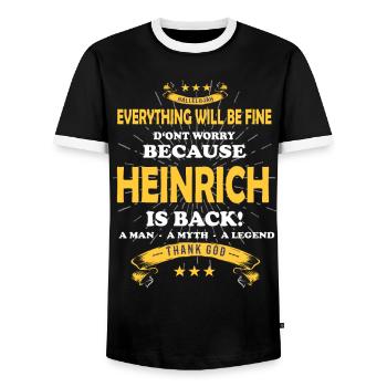 Everything will be fine Heinrich Is back - Männer Kontrast-T-Shirt - Schwarz/Weiß - Vorne - AI Model Female 172 light (172cm) & AI Model Male 178 light (178cm)