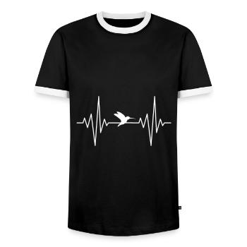 My Heart Sleeps for Hummingbird Design - Men's Ringer Shirt - black/white - Front - AI Model Female 172 light (172cm) & AI Model Male 178 light (178cm)
