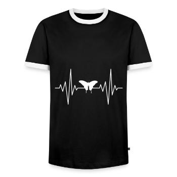 My Heart Sleeps for Butterfly Design - Men's Ringer Shirt - black/white - Front - AI Model Female 172 light (172cm) & AI Model Male 178 light (178cm)