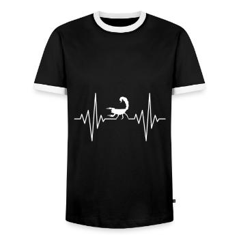 Mon cœur dort pour Scorpio Design - T-shirt contrasté Homme - noir/blanc - Devant - AI Model Female 172 light (172cm) & AI Model Male 178 light (178cm)