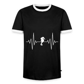 Mon cœur dort pour Seahorse Design - T-shirt contrasté Homme - noir/blanc - Devant - AI Model Female 172 light (172cm) & AI Model Male 178 light (178cm)