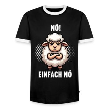 Nö einfach Nö Schaf Schafe Schäfer Schafhalter - Männer Kontrast-T-Shirt - Schwarz/Weiß - Vorne - AI Model Female 172 light (172cm) & AI Model Male 178 light (178cm)