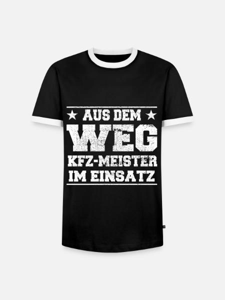 Out of the way: master mechanics in action Design - Men's Ringer Shirt - black/white