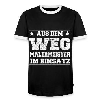 Hors du chemin Maître peintre en design d’action - T-shirt contrasté Homme - noir/blanc - Devant - AI Model Female 172 light (172cm) & AI Model Male 178 light (178cm)