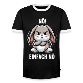 Nö Einfach Nö Kaninchen Hase Hasen langohr häschen - Männer Kontrast-T-Shirt - Schwarz/Weiß - Vorne - AI Model Female 172 light (172cm) & AI Model Male 178 light (178cm)