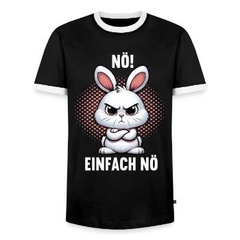 Nö Einfach Nö Kaninchen Hase Hasen langohr häschen - Männer Kontrast-T-Shirt - Schwarz/Weiß - Vorne - AI Model Female 172 light (172cm) & AI Model Male 178 light (178cm)
