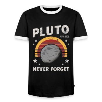 Pluto 1930-2006 Nie Vergessen - Männer Kontrast-T-Shirt - Schwarz/Weiß - Vorne - AI Model Female 172 light (172cm) & AI Model Male 178 light (178cm)