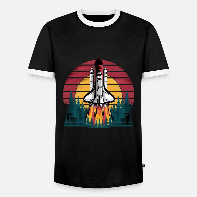 Rocket Space Science Adventure - Men's Ringer Shirt - black/white
