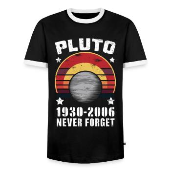 Pluto 1930-2006 Nie Vergessen Retro - Männer Kontrast-T-Shirt - Schwarz/Weiß - Vorne - AI Model Female 172 light (172cm) & AI Model Male 178 light (178cm)