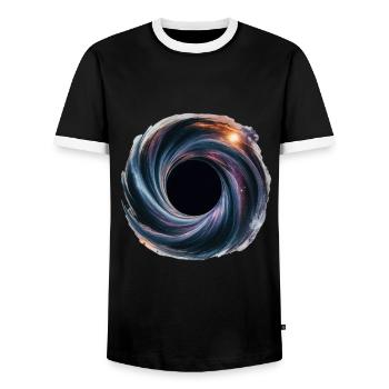 Schwarzes Loch Kosmische Schönheit - Männer Kontrast-T-Shirt - Schwarz/Weiß - Vorne - AI Model Female 172 light (172cm) & AI Model Male 178 light (178cm)